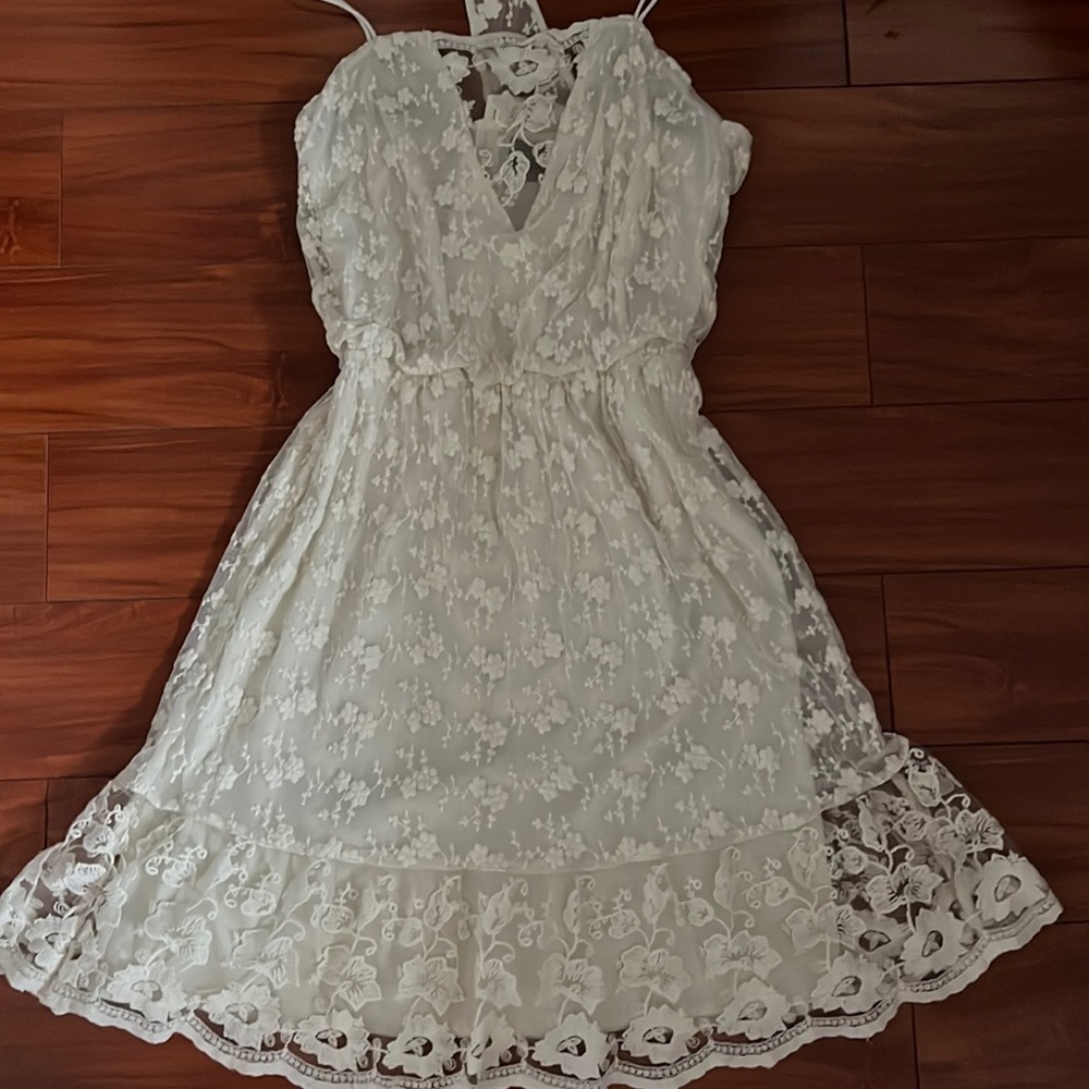 Flower embroidered lace dress